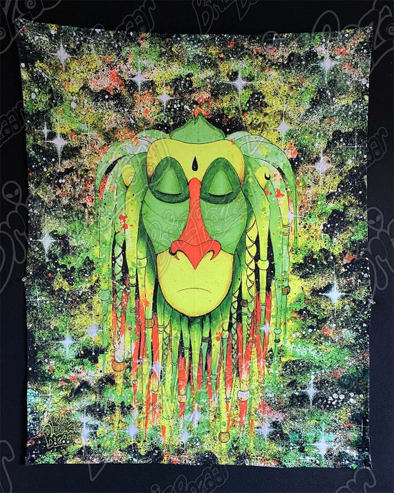 Blacklight Reactive Tapestry of Rafiki UV Reactive Wall Art Trippy Wall Art Psychedelic Rafiki Art Rasta Rafiki Blacklight Art Etsy Ireland