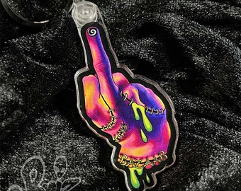 Acryl Schlüsselanhänger von Zhing / Trippy Gothic Schlüsselanhänger / Horror Schlüsselbund / Gruseliger Schlüsselbund / Gothic Accessoires / Gothic Art