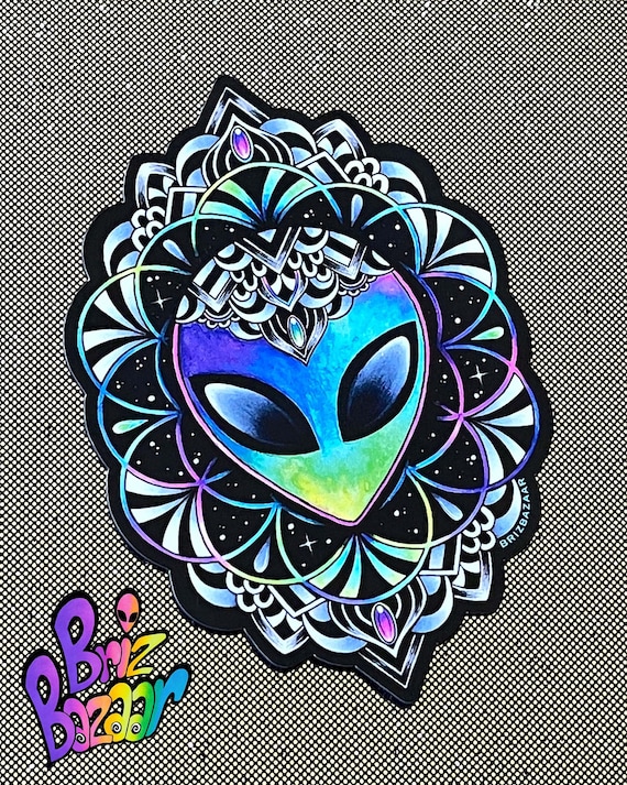 Vinyl Magnet of Conscious Cosmos / Trippy Magnet / Alien Art / UFO Art