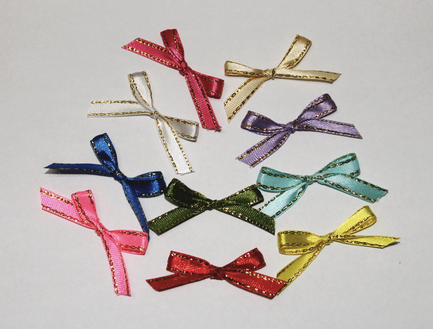 100 pcs small ribbon bows gold lining edges mix colours Etsy