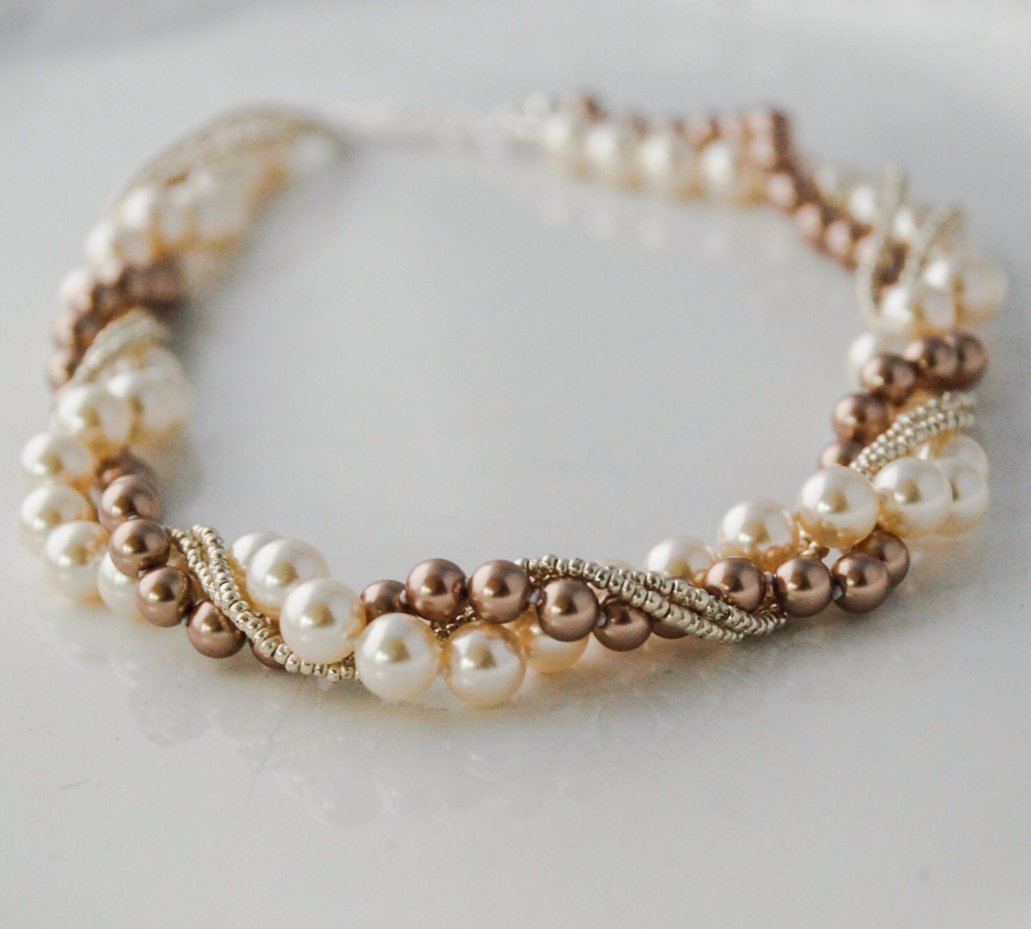 Twisted Pearl Necklace Bridal Statement Necklace Bride Pearl Etsy