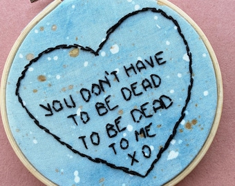 Anti-Valentine Hand Stitched Embroidery Hoop Art, Funny Quote