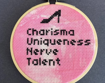 Charisma Uniqueness Nerve Talent Cross Stitch - 4" Hand Stitched Hoop Art