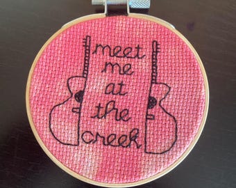 Meet Me At The Creek, Billy Strings - Cross Stitch Ornament - Finished in 3" Hoop