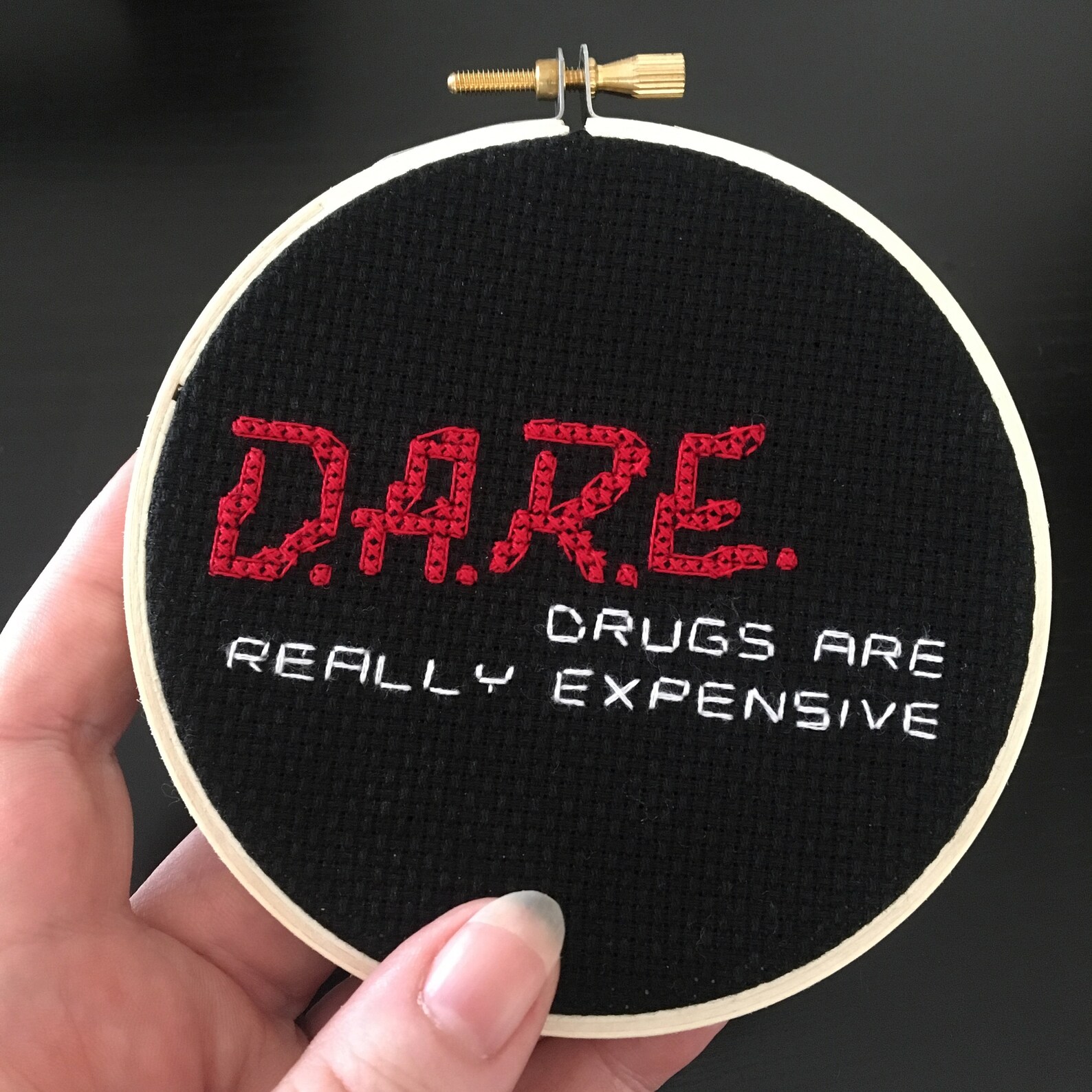 DARE Drugs Are Really Expensive Finished Cross Stitch in Etsy