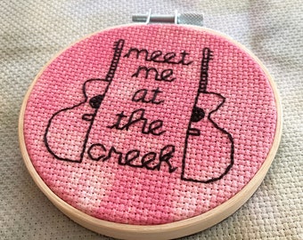 Meet Me At The Creek - Billy Strings Lyrics - 3" Cross Stitch Finished in Hoop - Free Shipping