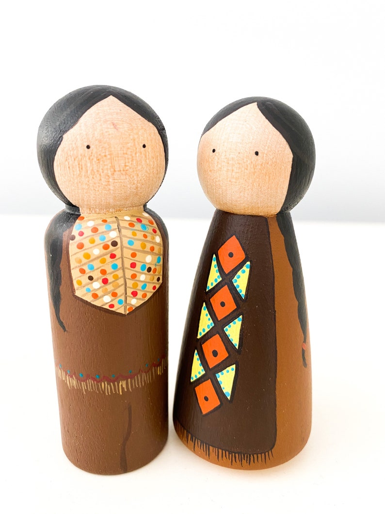 Hand Painted Thanksgiving Wooden Peg Doll Set Of 4 Etsy