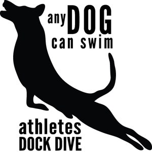 Any Dog Can Swim, Athletes Dock Dive - Dock Diving Vinyl Window Decal - The Black in the sample is the &quot;color&quot; of the vinyl, white is clear