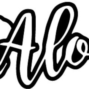 Aloha Vinyl Window Decal - The Black in the sample is the &quot;color&quot; of the vinyl, white is clear
