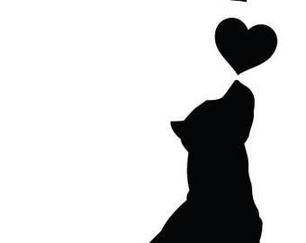 Pit Bull Terrier Love Vinyl Window Decal - The Black in the sample is the "color" of the vinyl, white is clear
