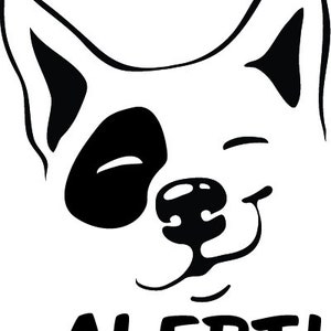 Alert! - Scent Work/Nose Work Vinyl Window Decal - The Black in the sample is the &quot;color&quot; of the vinyl, white is clear