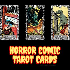 Koszulka Horror Comic Tarot Cards - Nie wychodź z łóżka! (Dziesięć mieczy, Śmierć, Wieża)