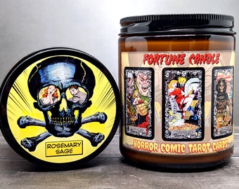 Horror Comic Tarot Candle (100% Soy Wax) | Tell your Fortune | 8oz Candle Jar | Pick your Fragrance