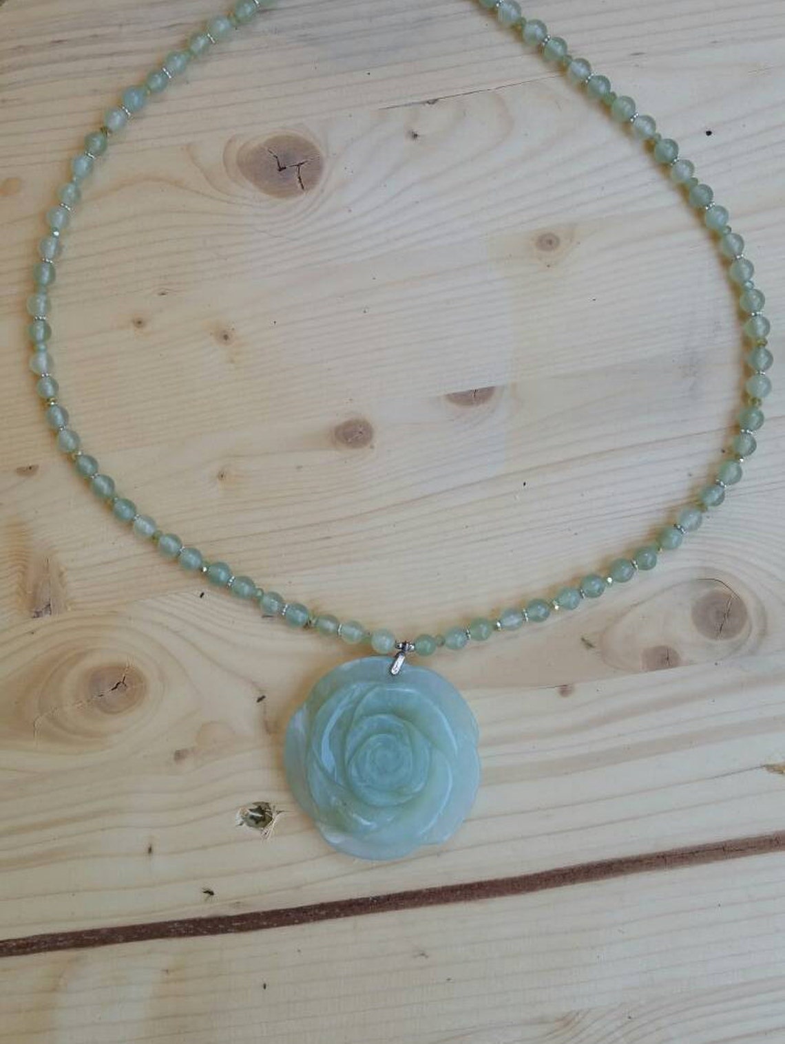 Serpentine necklace with carved pendant Etsy