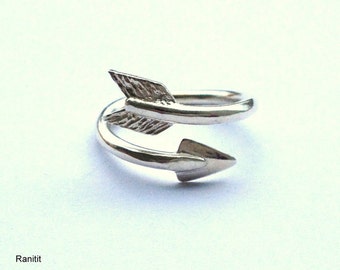 Arrow Ring Sterling Silver / Qrap /Around ring / Arrow Ring Silver / Adjustable Ring