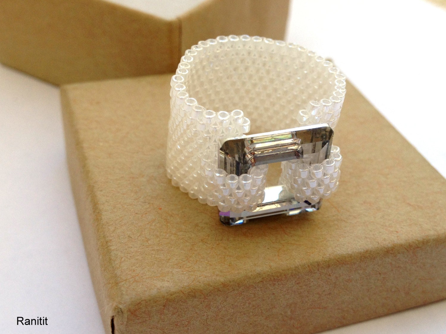 Swarovski Ring / Beaded Ring / Swarovski Crystal Jewelry / Swarovski
