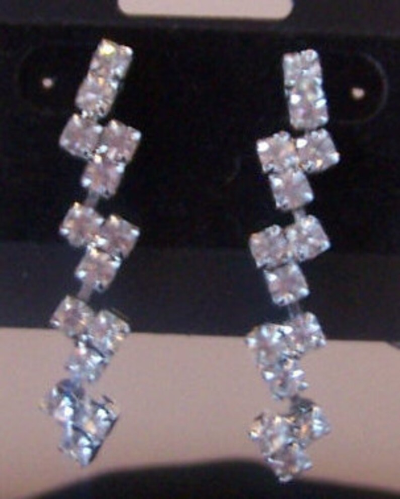1970/'s Retro Pierced Rhinestone EarringsBridalWeddingBohoSoho Vintage 1960/'s