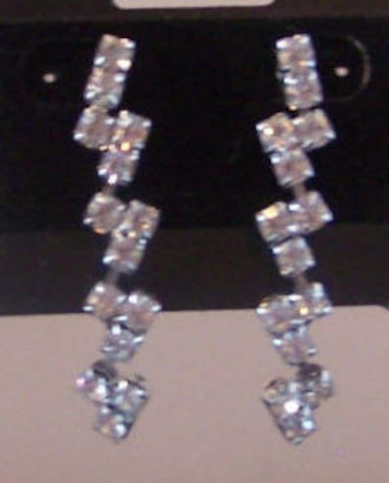 1970/'s Retro Pierced Rhinestone EarringsBridalWeddingBohoSoho Vintage 1960/'s