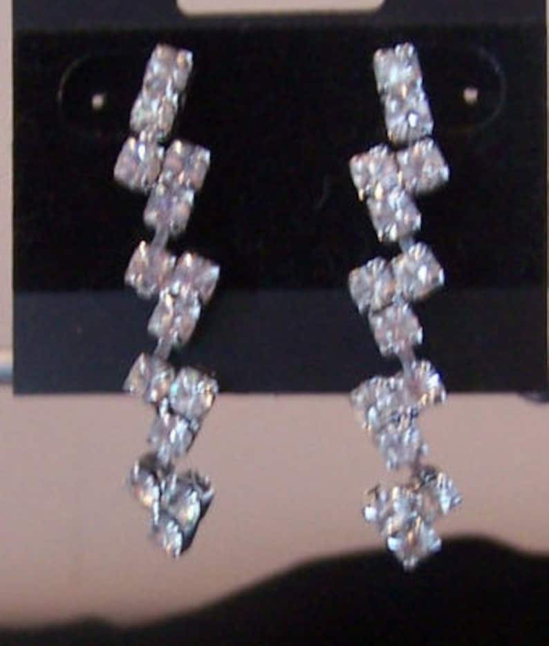 1970/'s Retro Pierced Rhinestone EarringsBridalWeddingBohoSoho Vintage 1960/'s