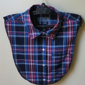 Women&#39;s Detachable Blouse Plaid in Blue, Black and Red