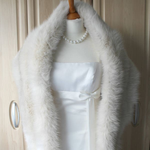 Vintage Real White Fox Fur Stole Shrug Wrap Wedding Theatre Opera Occasion
