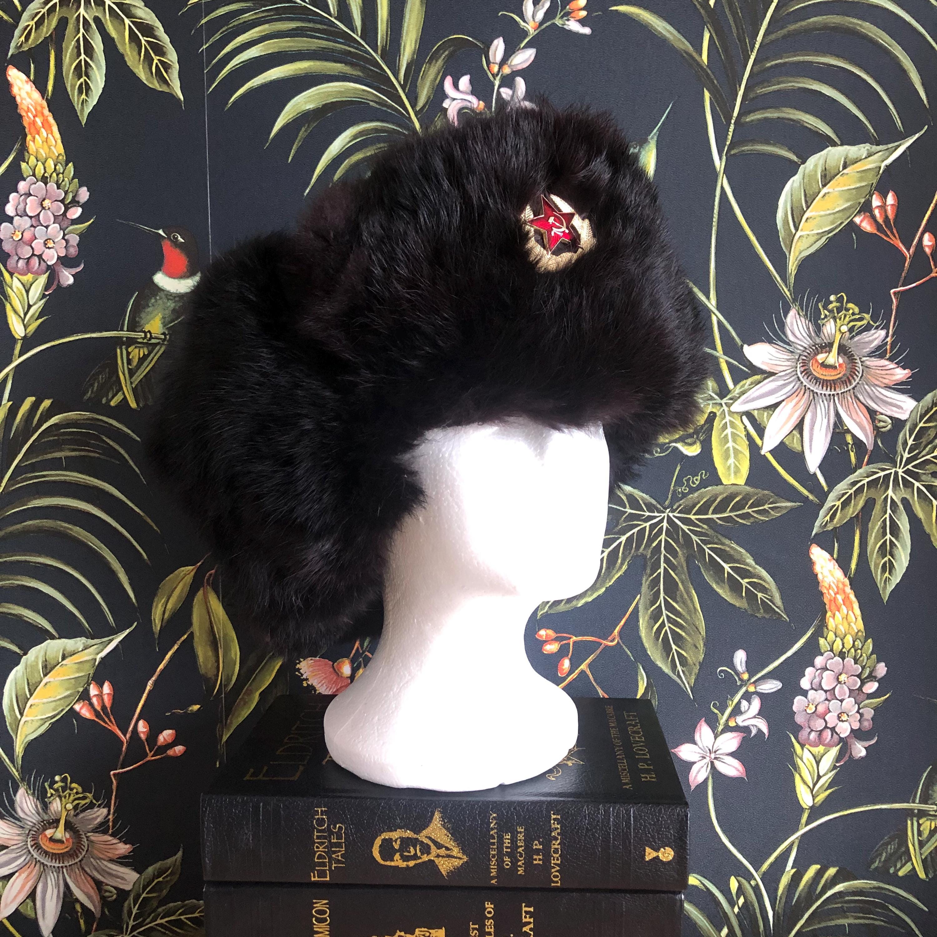 Vintage Real Rabbit Fur Russian Soviet USSR Skin Trapper Hat 