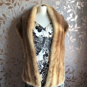 Vintage Real Golden Brown Mink Fur Shrug Stole, Exeptional Condition and Craftsmanship, Wedding / Opera / Occasion S1