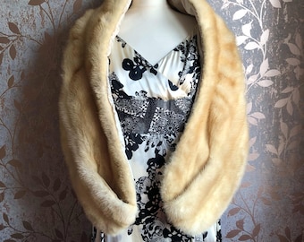 Vintage Real Golden Cream Mink Fur Shrug Stole, Exeptional Condition and Craftsmanship, Wedding / Opera / Occasion S6