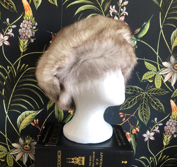 Vintage Real Blue Norwegian Shadow Fox Fur Hat by Kates 