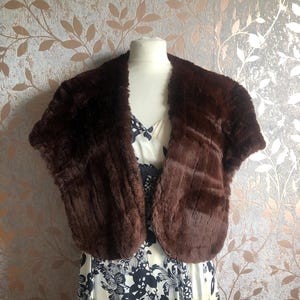 Vintage Echte dunkel geschorene braune Kaninchenfell Stola Von Chapal of Paris S2