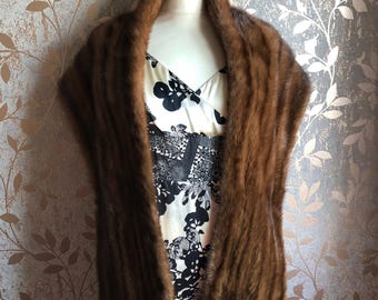 Vintage Real Pastel Brown Mink Fur Shrug Stole, Exceptional Condition Wedding / Opera / Occasion S12