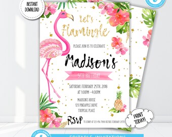 flamingo invitation etsy