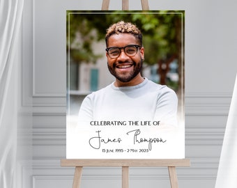 Celebration of Life Welcome Poster In Loving Memory Funeral Sign Photo Funeral Board Printable Instant Download