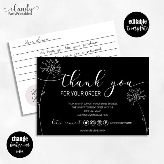 Business Thank You Cards Thank You For Your Order Thank You Etsy