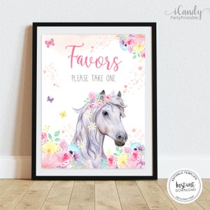 Horse Favor Sign, Birthday Favors, Horse Birthday Party, Editable Sign, Printable Instant Download,