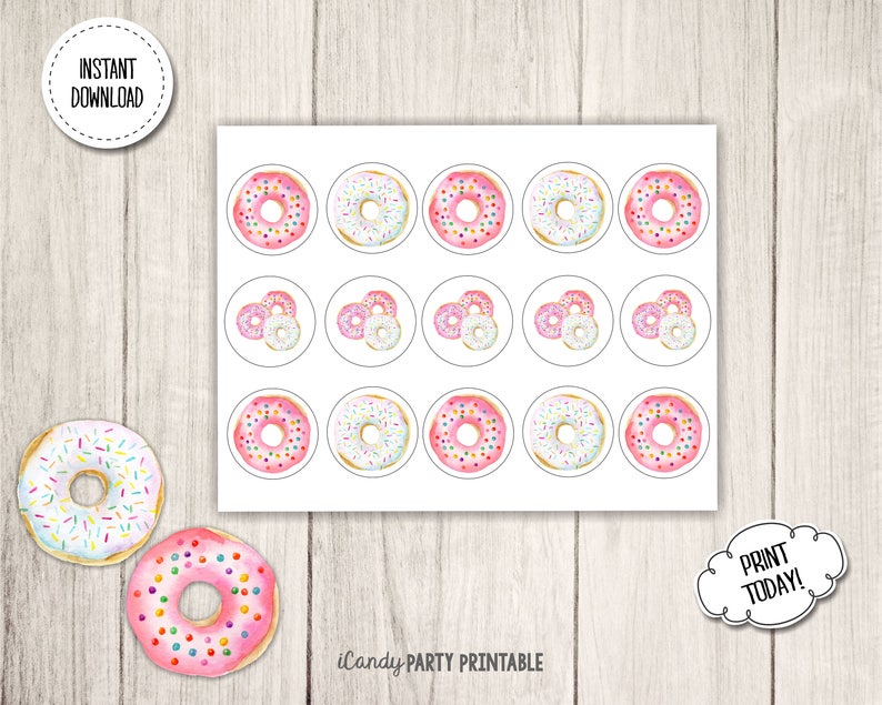 INSTANT DOWNLOAD Donut Cupcake Toppers Girl Donut Birthday Etsy