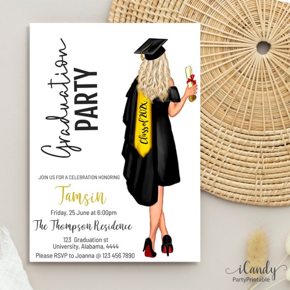 Personalized Graduation Invitation, Class of 2022 Graduation Party, Graduation Announcement Template, Instant Download, Il_570xn
