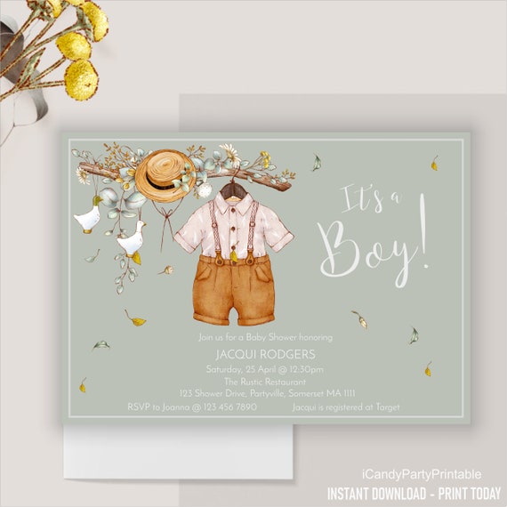 Baby Shower Invitation, Baby Boy, Baby Boy Baby Shower Invitation, Editable Instant Download, Il_570xn