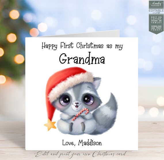 Grandma Christmas Card, Printable Christmas Card for Grandma, Grandparent Christmas Card, Editable Instant Download, Il_570xn