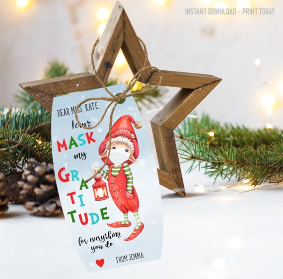 Christmas Gift Tags, Teachers Appreciation, Can't Mask my Gratitude for Everything you do, Digital Download, Il_570xn