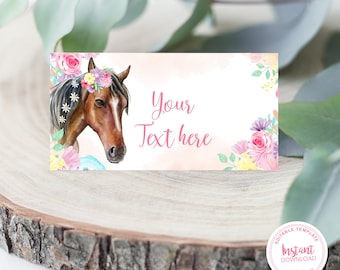 Place Cards, Editable Horse Food Tent Cards, Horse Birthday, Editable Place Cards, Printable Instant Download,