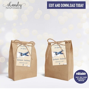 Airplane Favor Tags, Favor bag tags, Airplane Party Editable DIY  Instant download