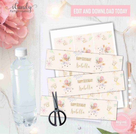 unicorn water bottle label template princess birthday party decor instant download by https www etsy com shop icandypartyprintable ref hdr catch my party