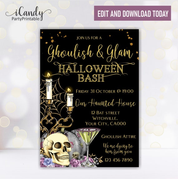 Halloween Party Invitation, Printable Adult Halloween Party, Instant Download Il_570xn