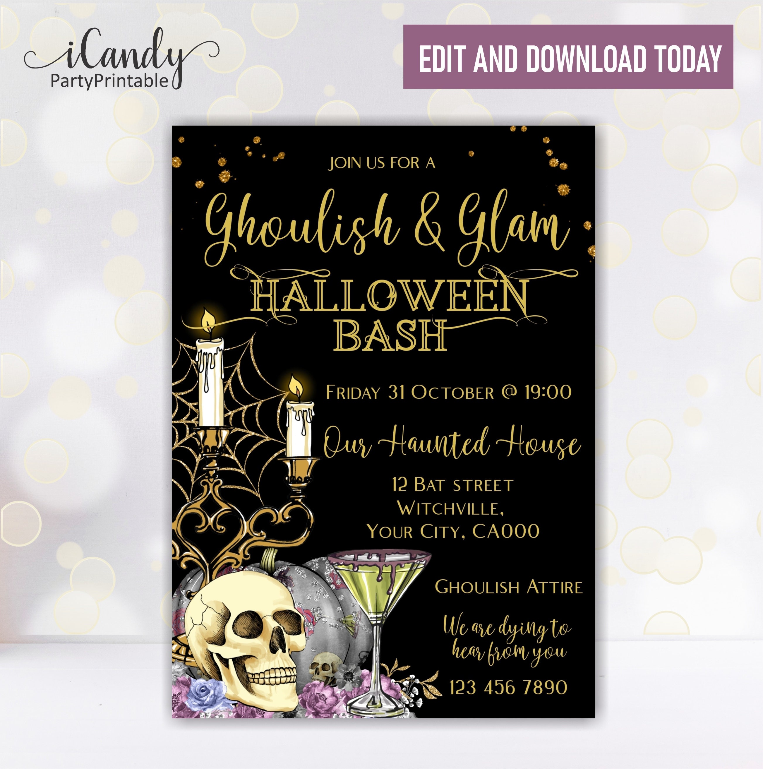 Invitations &amp; Announcements Editable Printable Adults Halloween Costume ...