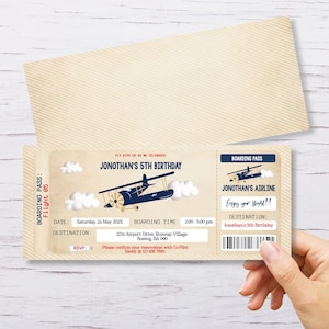 Flugzeugticket-Geburtstagseinladung, Flugzeugeinladung für Jungen, bearbeitbarer sofortiger Download,