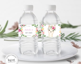 Llama Bottle Labels, Llama Baby Shower,  Editable, Printable Instant download,