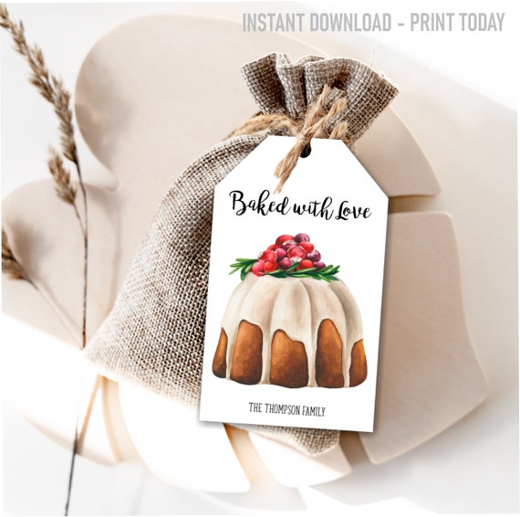Printable Christmas Gift Tags, Cookie Exchange Gift Tags, Baked With Love, Instant Download, Il_570xn