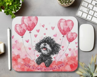 Poodle Valentine Mouse Pad, Valentine Mouse Pad, Dog Lover Mouse Pad, Valentine Office Decor, Dog Lover Gift, Mouse Pad Gift, Paw-Fect,