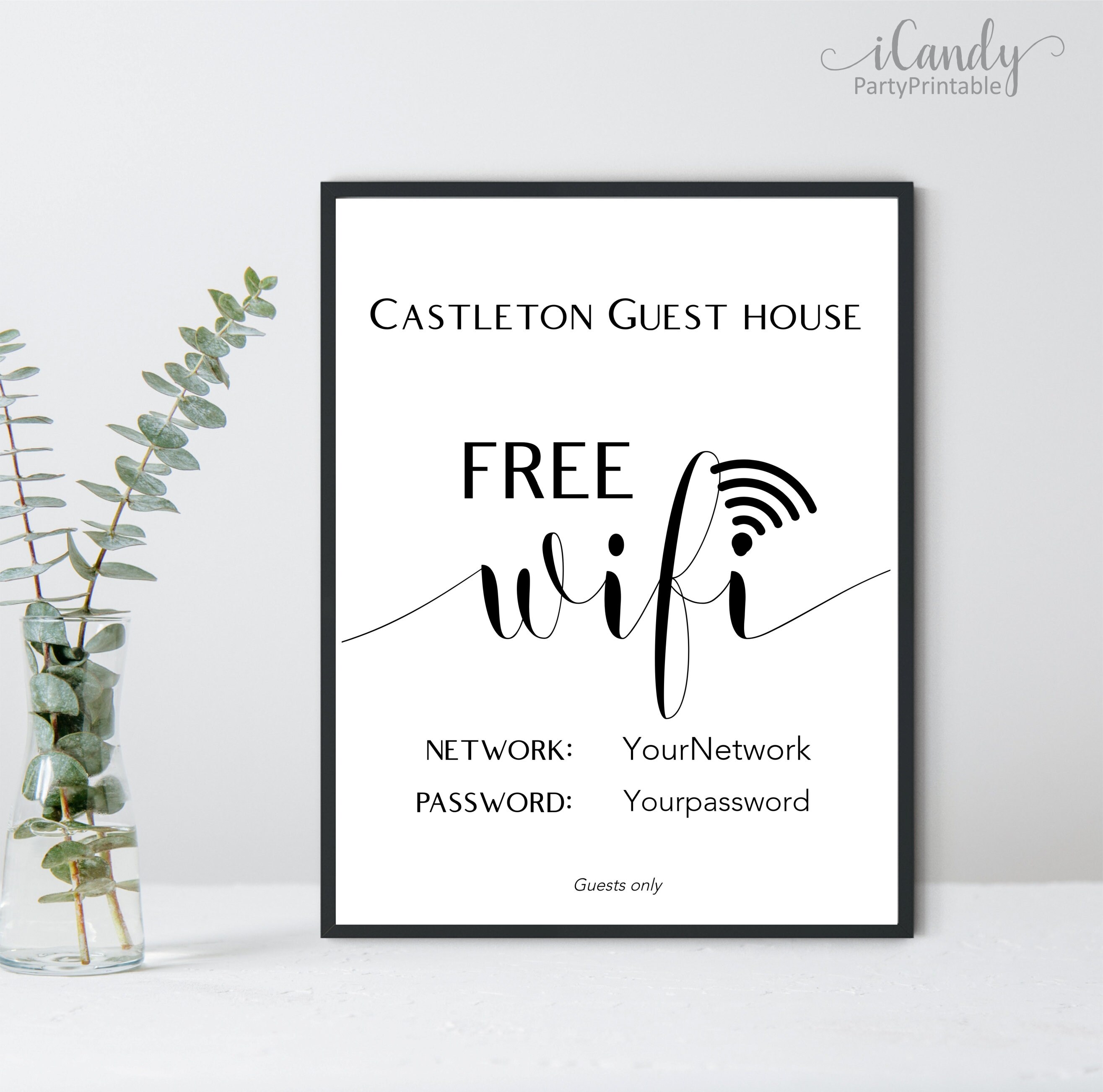 Editable Wi fi Password Sign Free Wifi Sign Printable Sign Etsy
